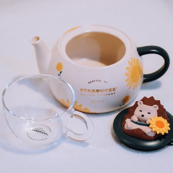 Hedgehog Floral Teapot with glass cup - Picture 2 of 5